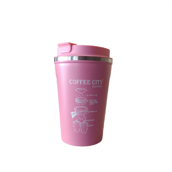 ΠΟΤΗΡΙ INOX ΡΟΖ COFFEE CITY 380ml